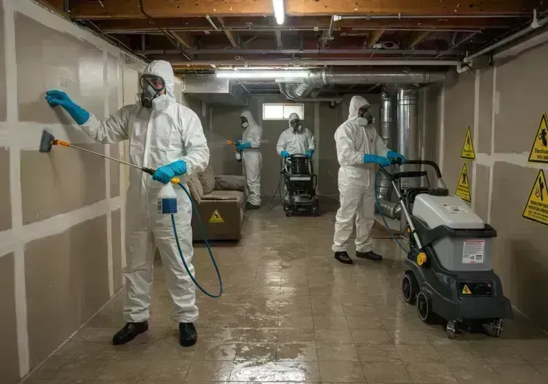 Basement Moisture Removal and Structural Drying process in McConnelsville, OH